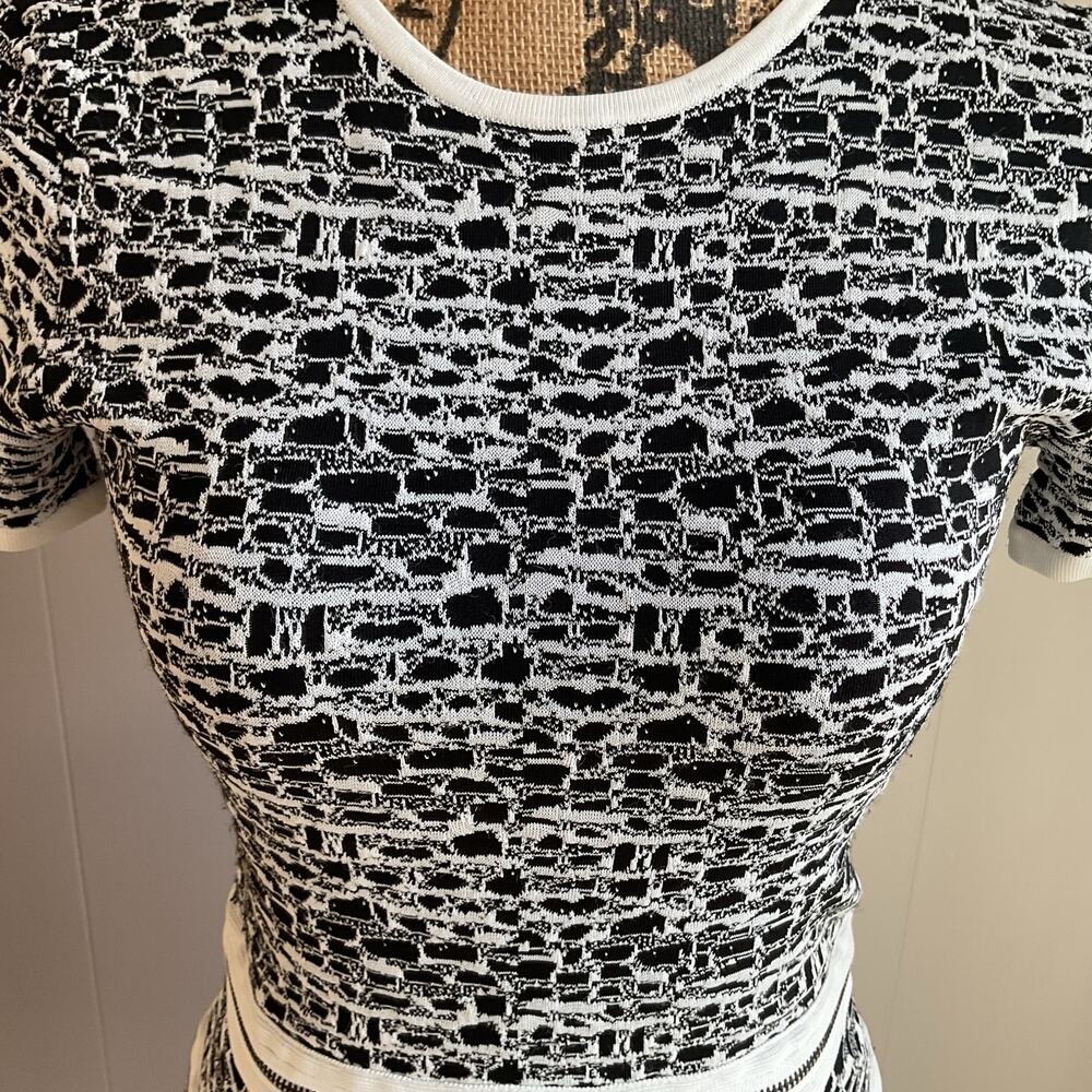 Marchesa Voyage Dress Multi Zipper Black and White Mini Dress Size XS - Picture 3 of 10